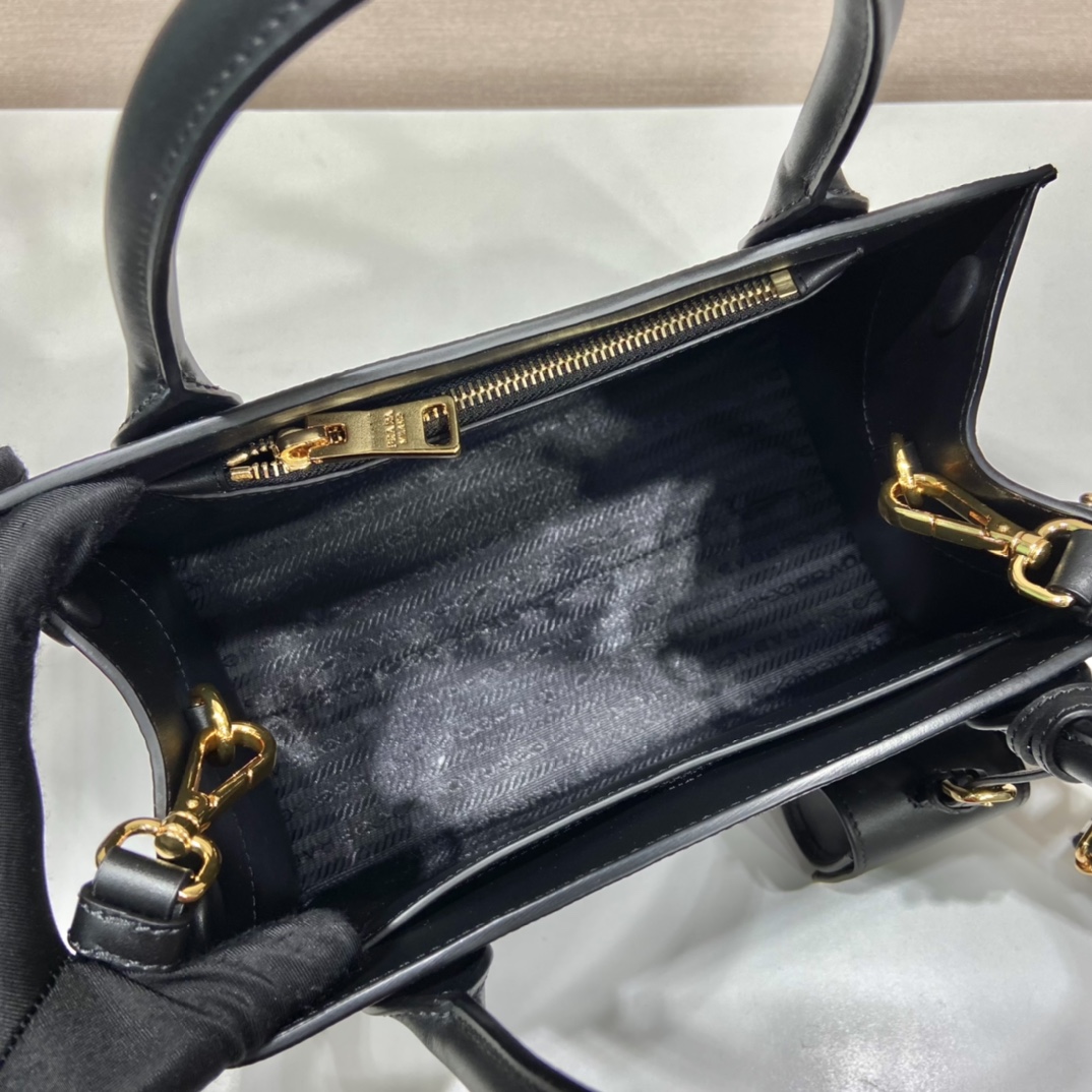 Prada Saffiano Leather Handbag Bag Tote Black 1BA156